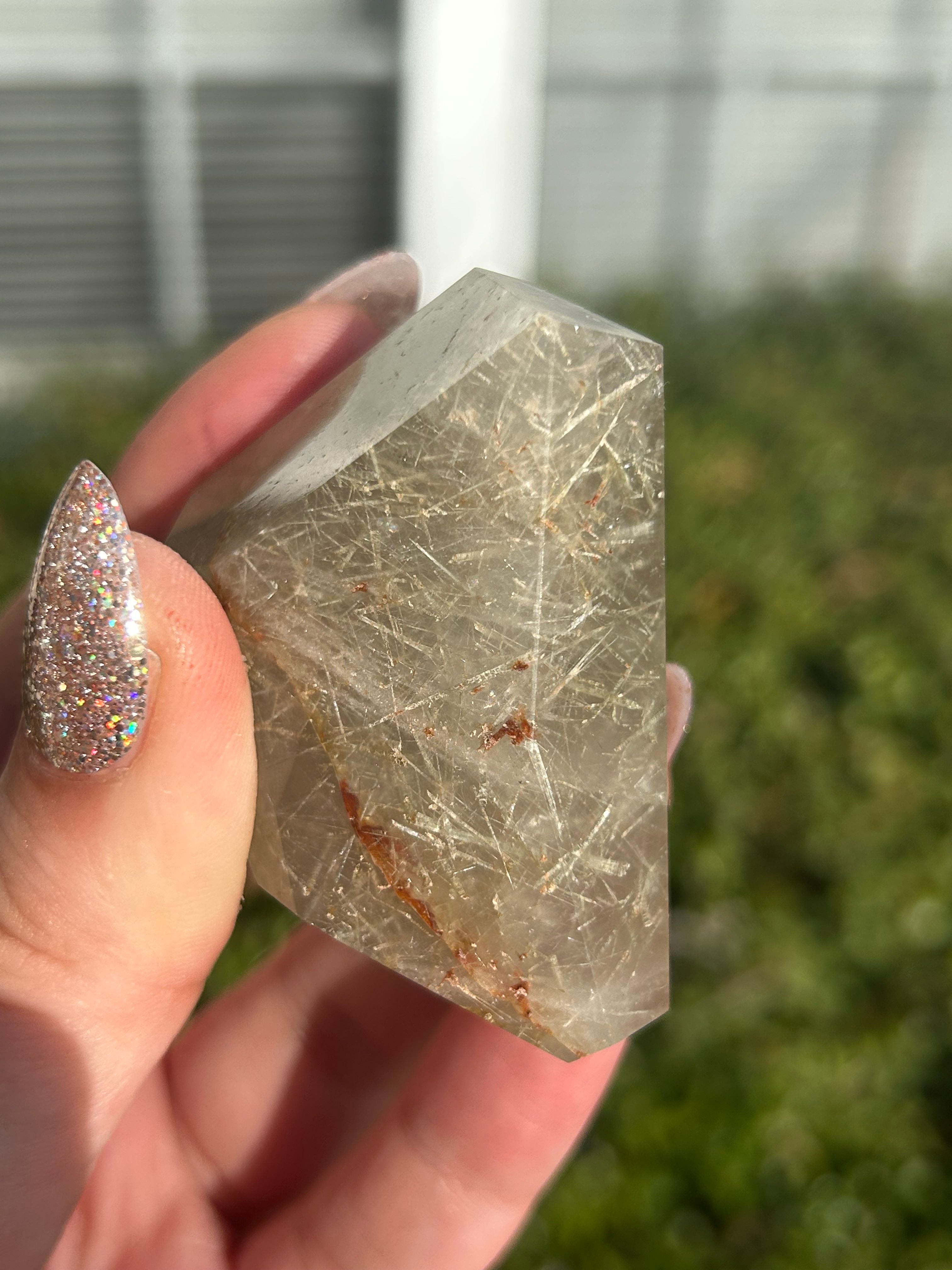 Rare Green Rutilated Quartz Freeform