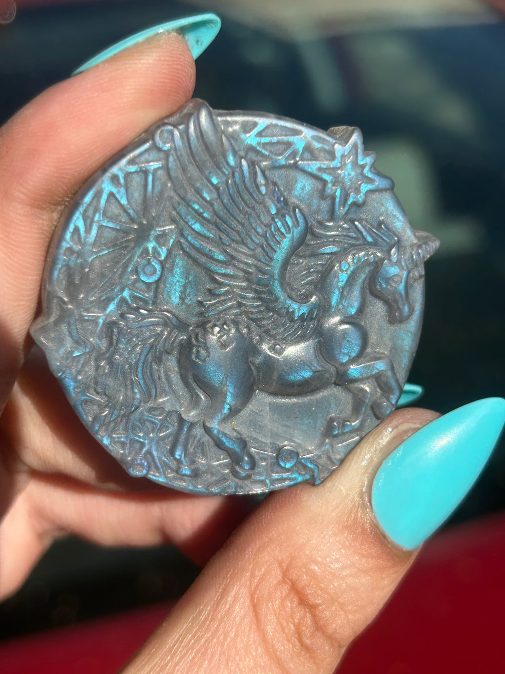 Flashy Labradorite Pegasus Carving