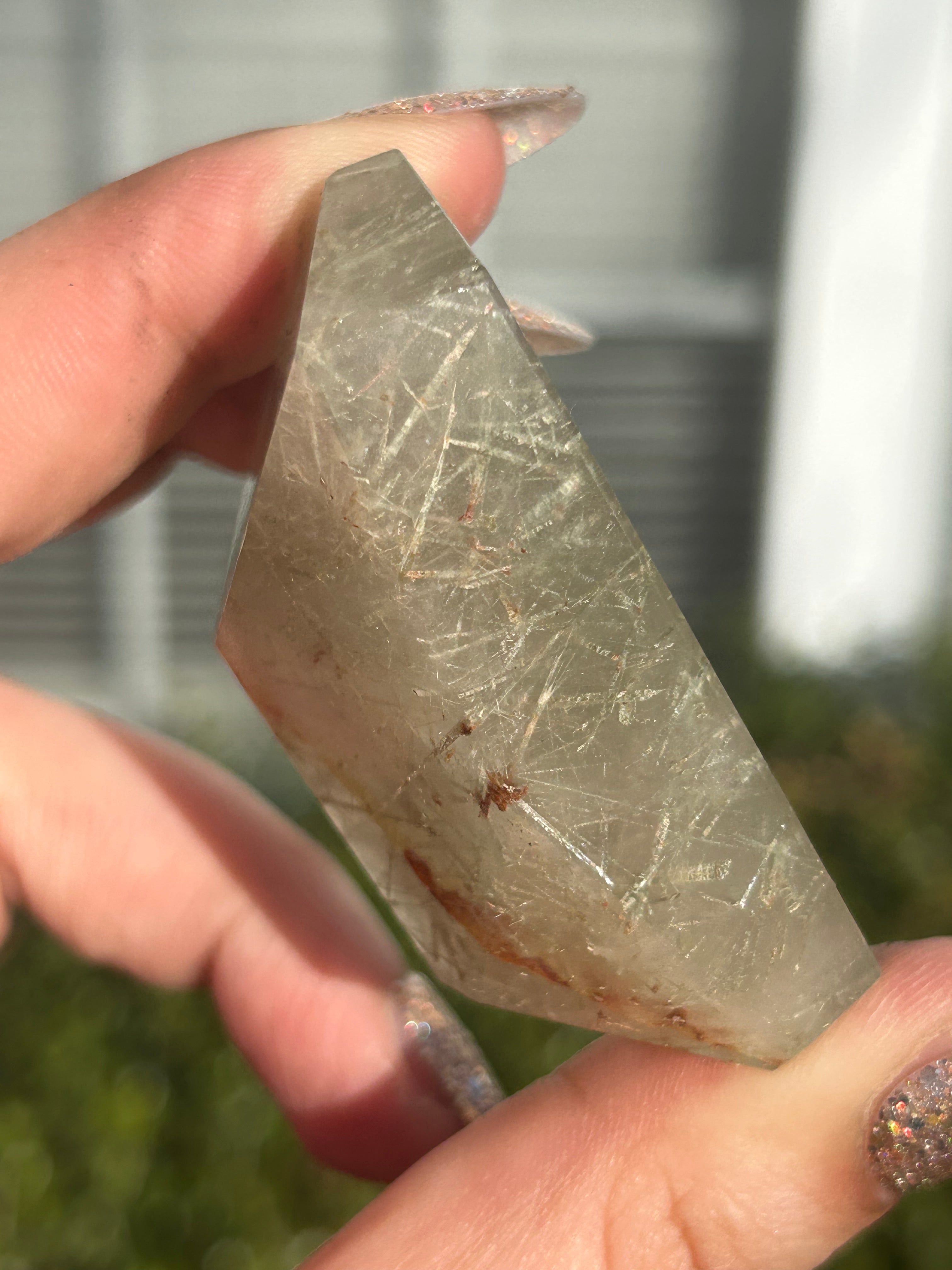 Rare Green Rutilated Quartz Freeform