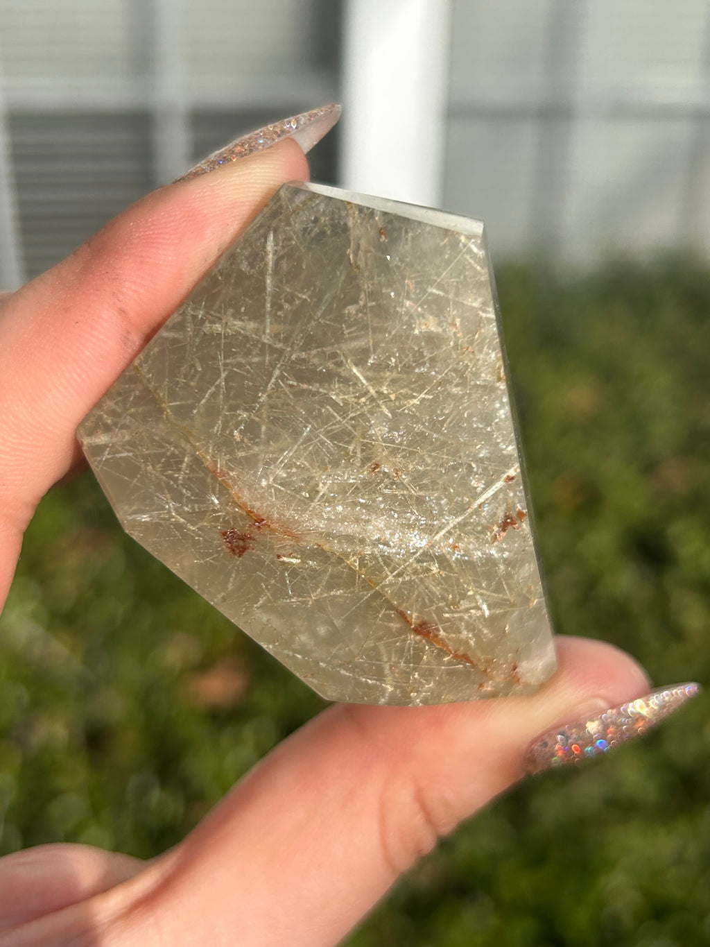 Rare Green Rutilated Quartz Freeform