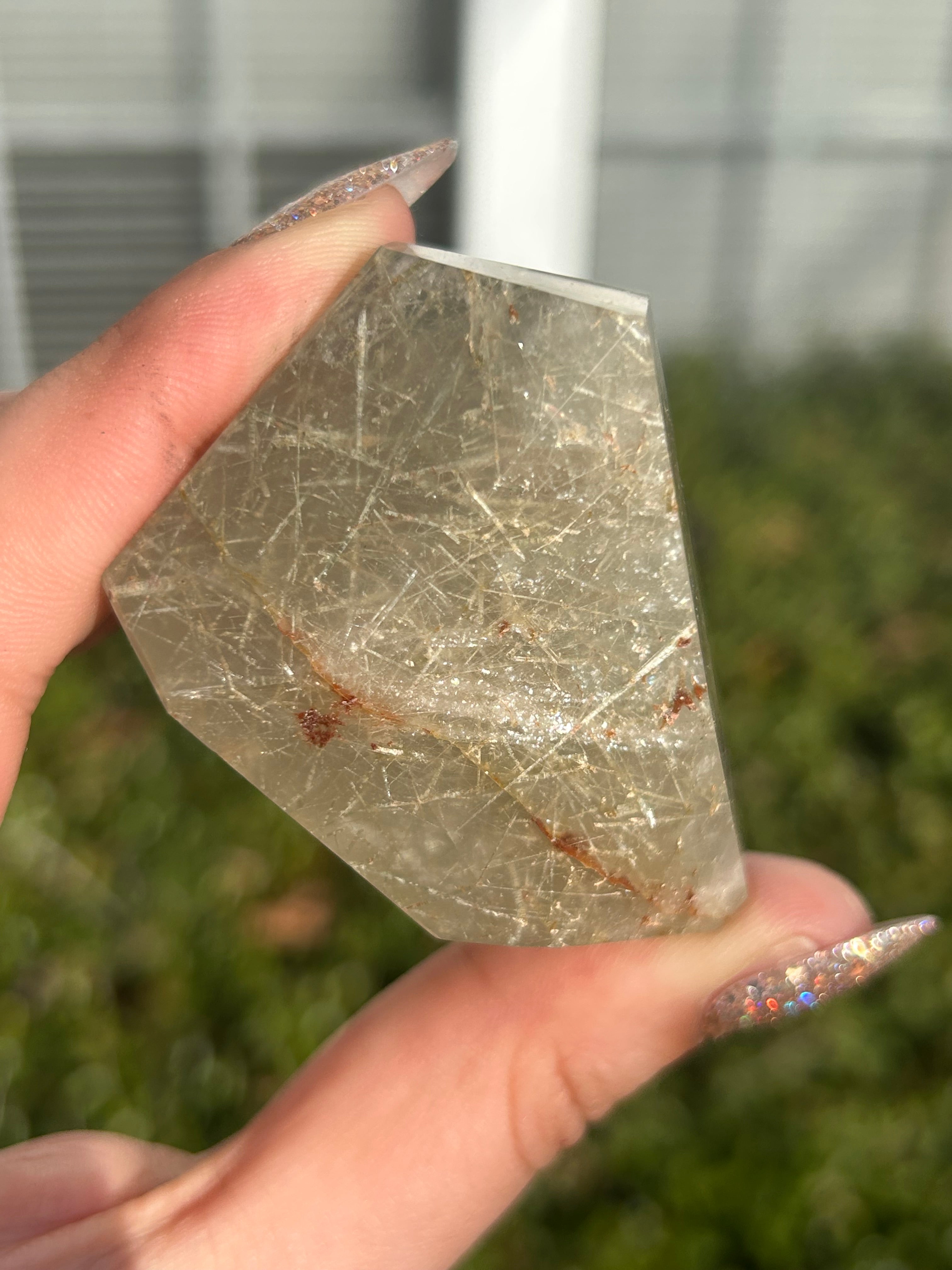 Rare Green Rutilated Quartz Freeform