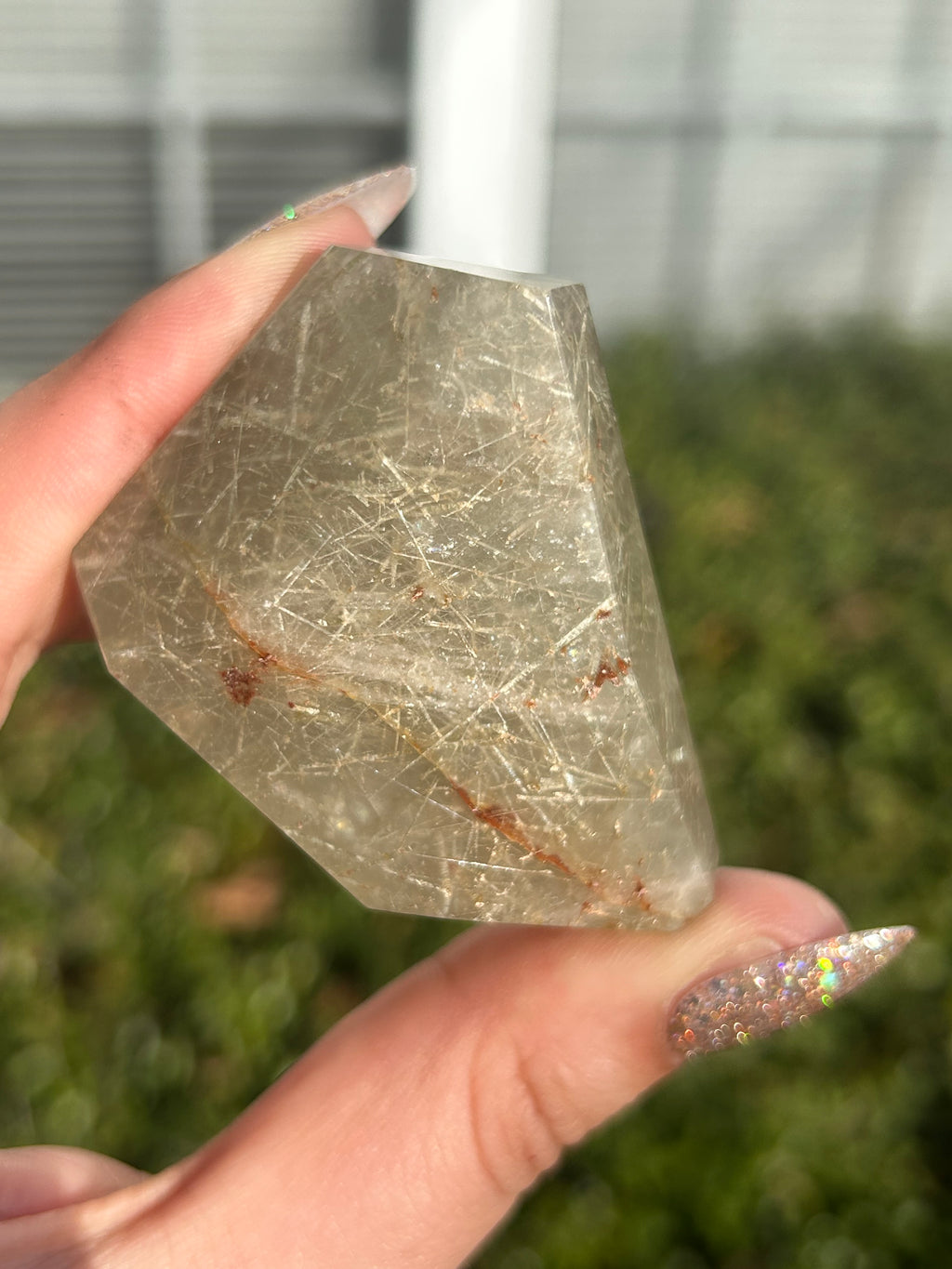 Rare Green Rutilated Quartz Freeform