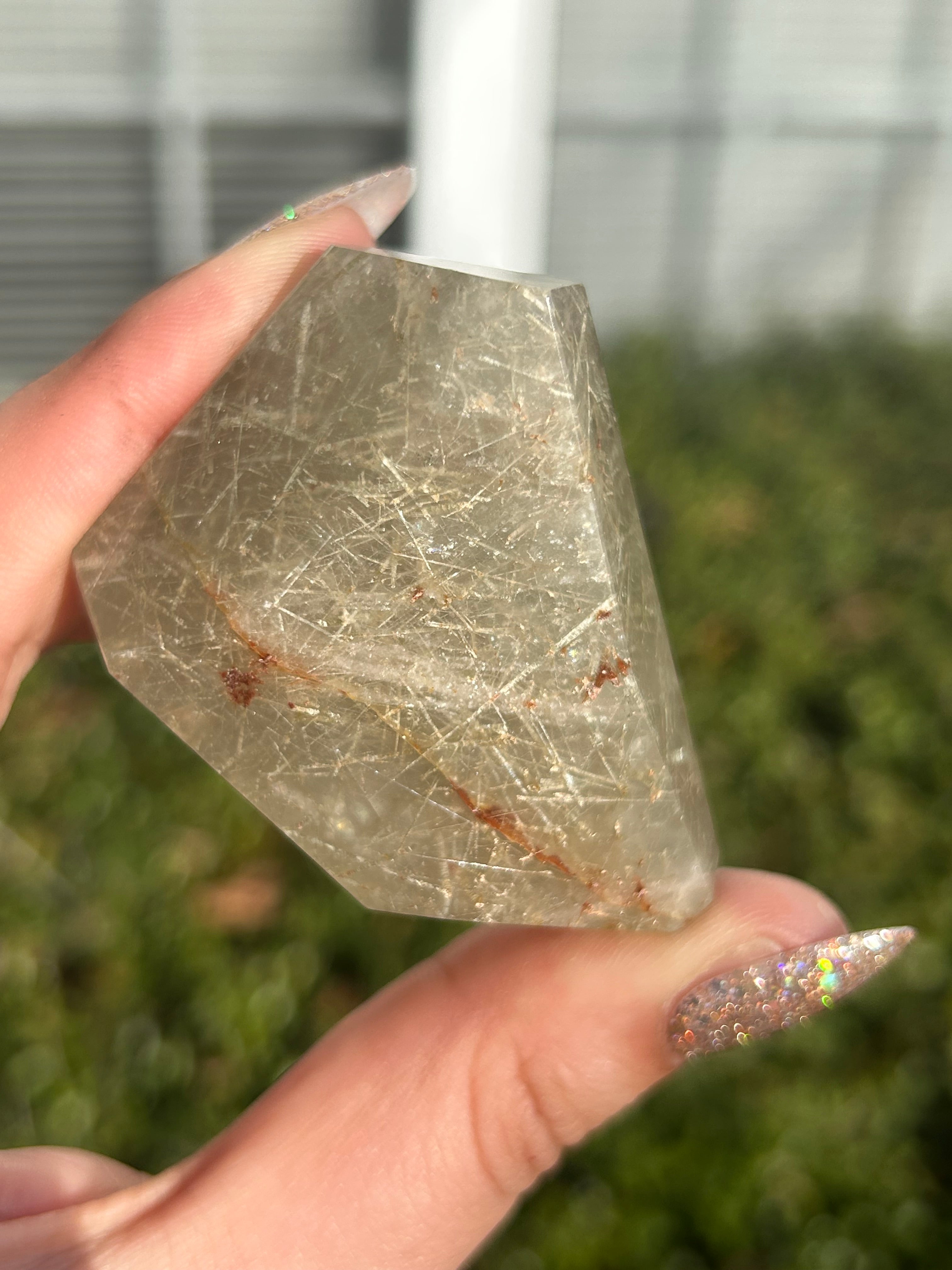 Rare Green Rutilated Quartz Freeform