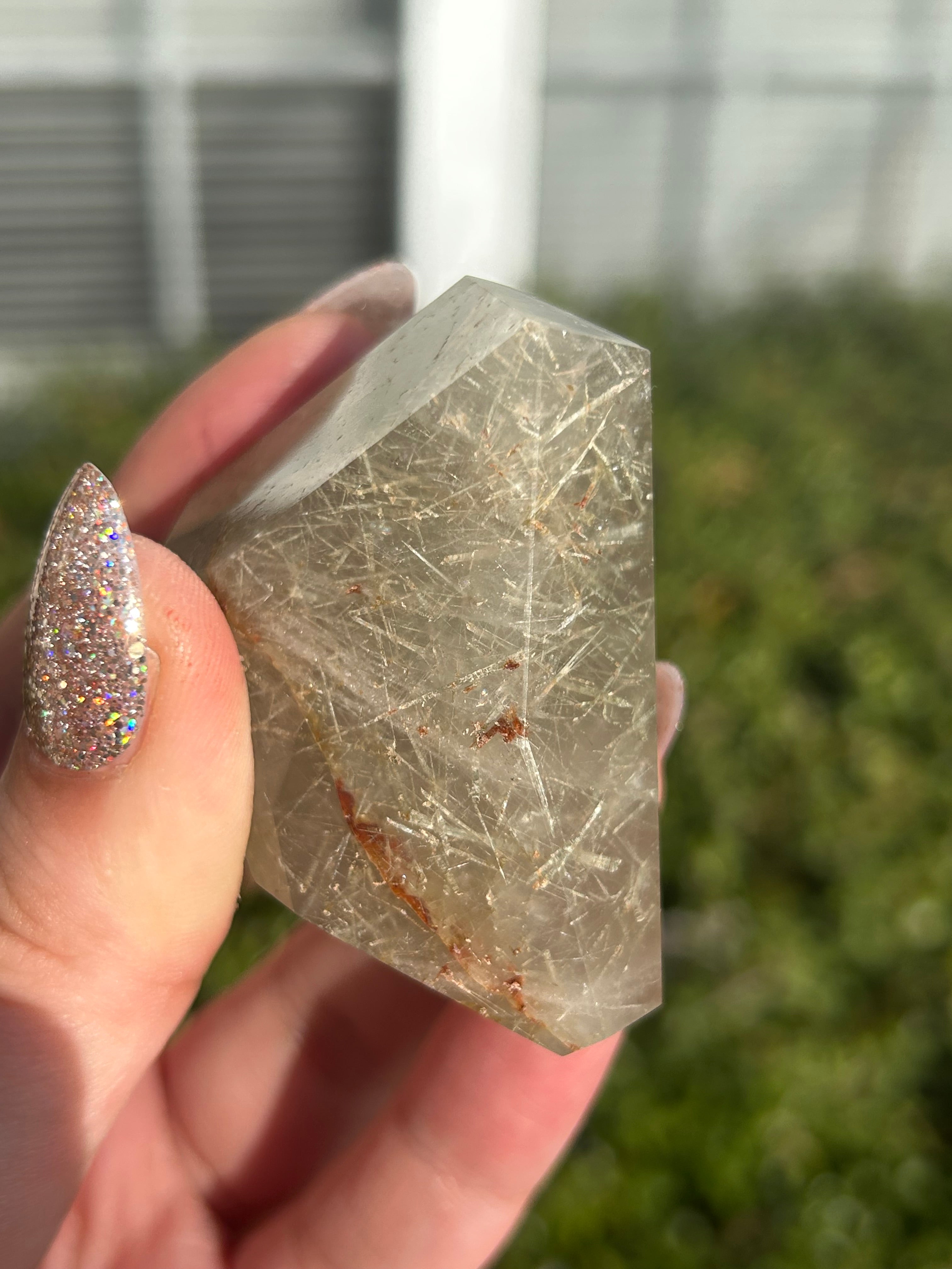 Rare Green Rutilated Quartz Freeform
