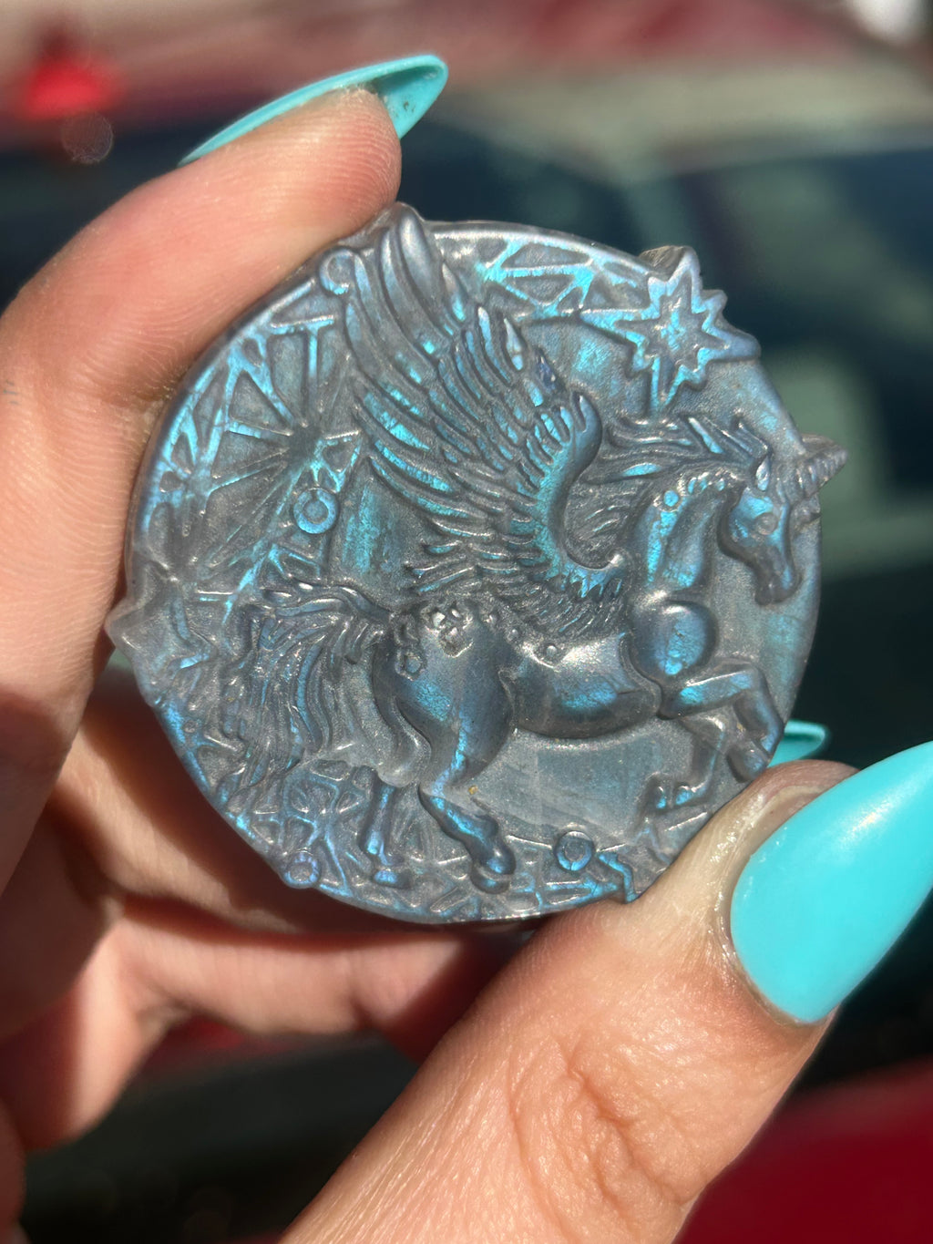 Flashy Labradorite Pegasus Carving