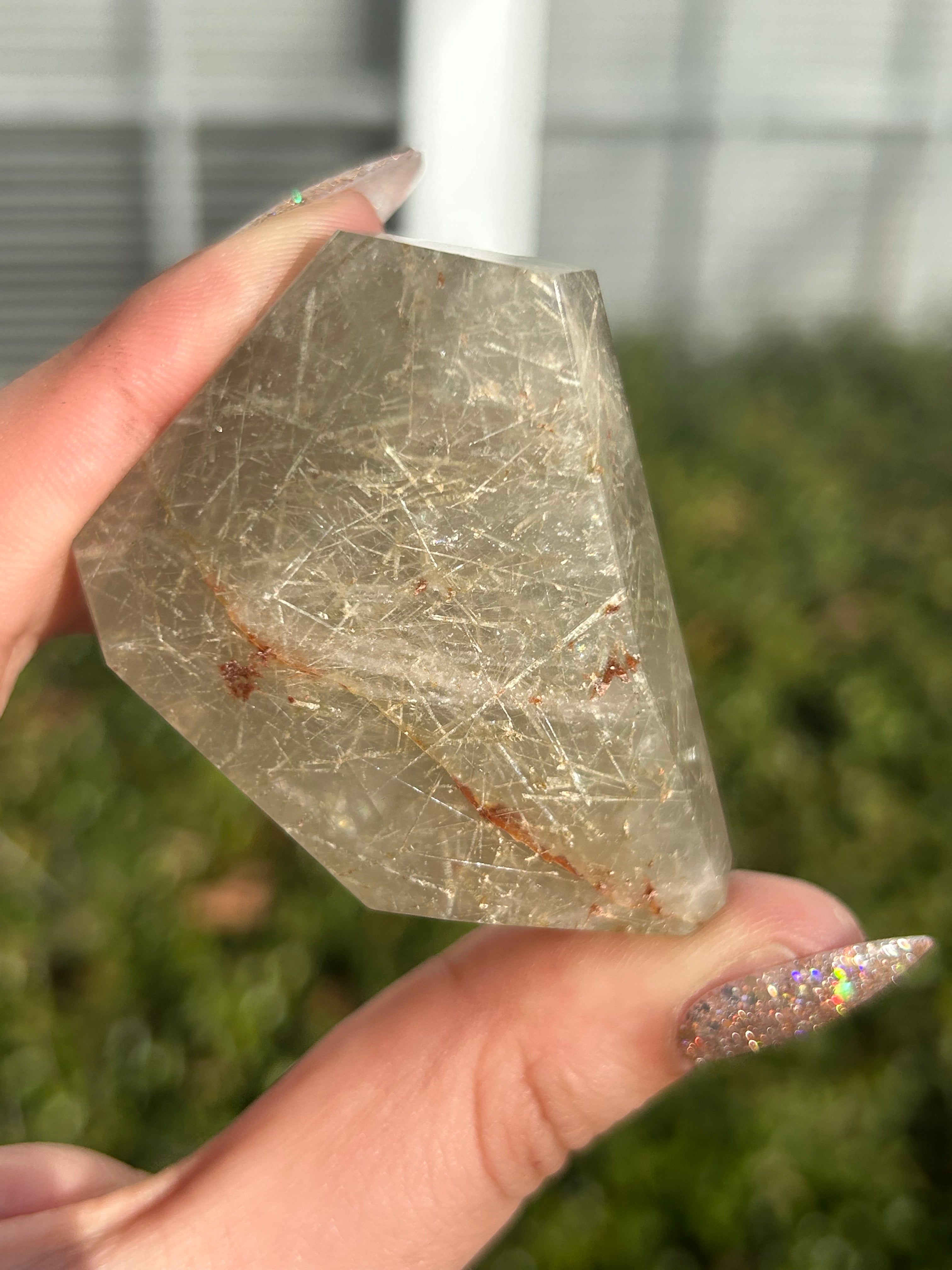 Rare Green Rutilated Quartz Freeform