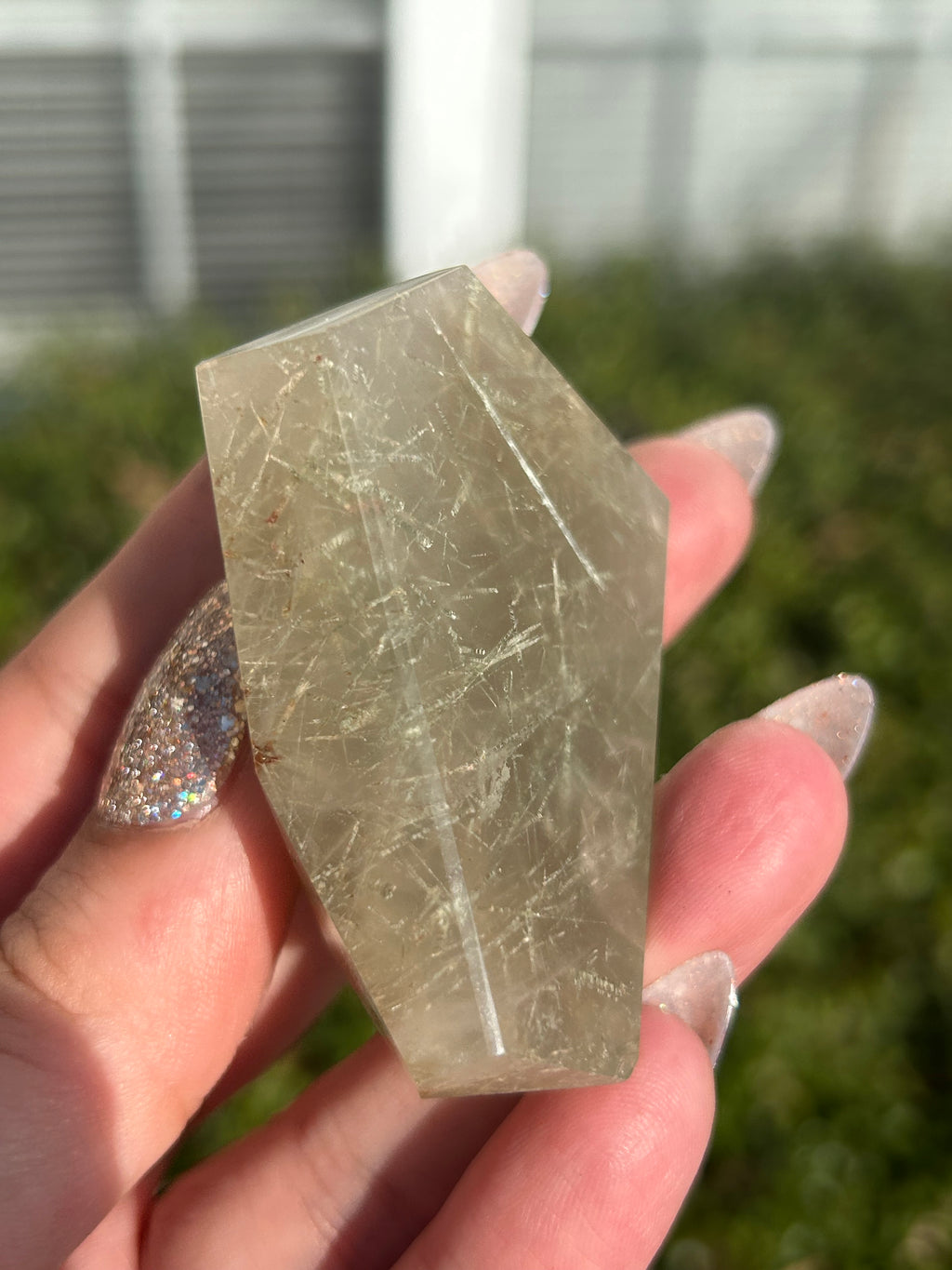 Rare Green Rutilated Quartz Freeform