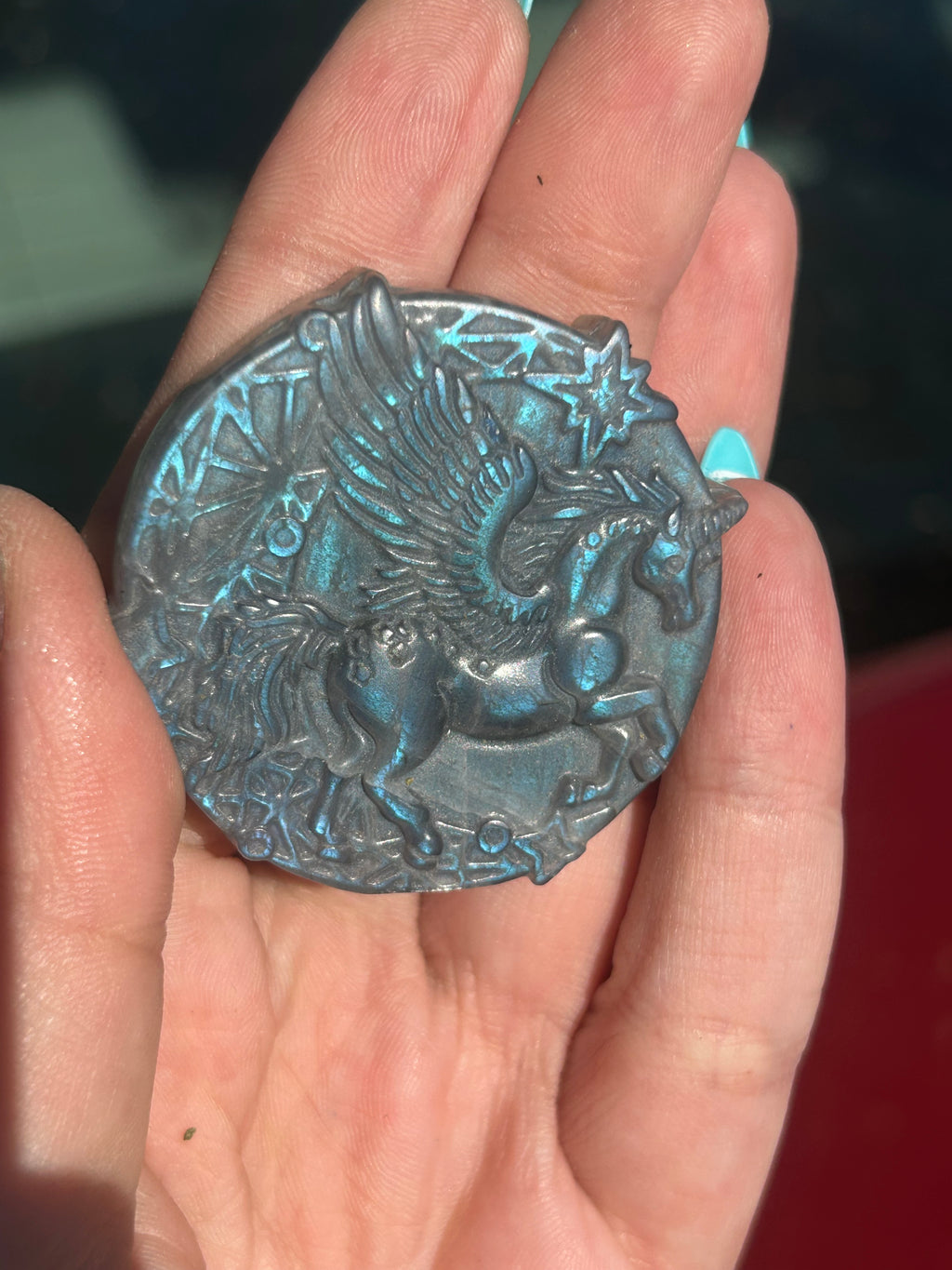 Flashy Labradorite Pegasus Carving