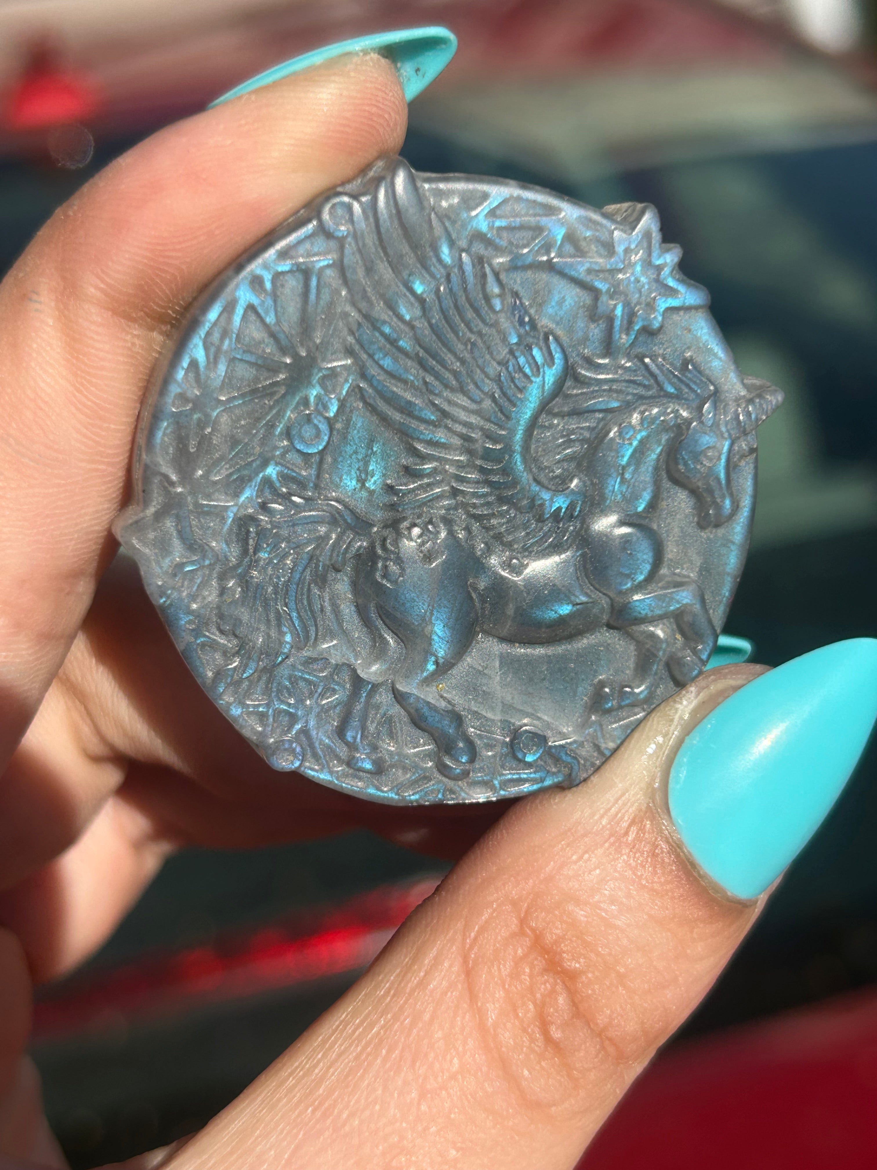 Flashy Labradorite Pegasus Carving