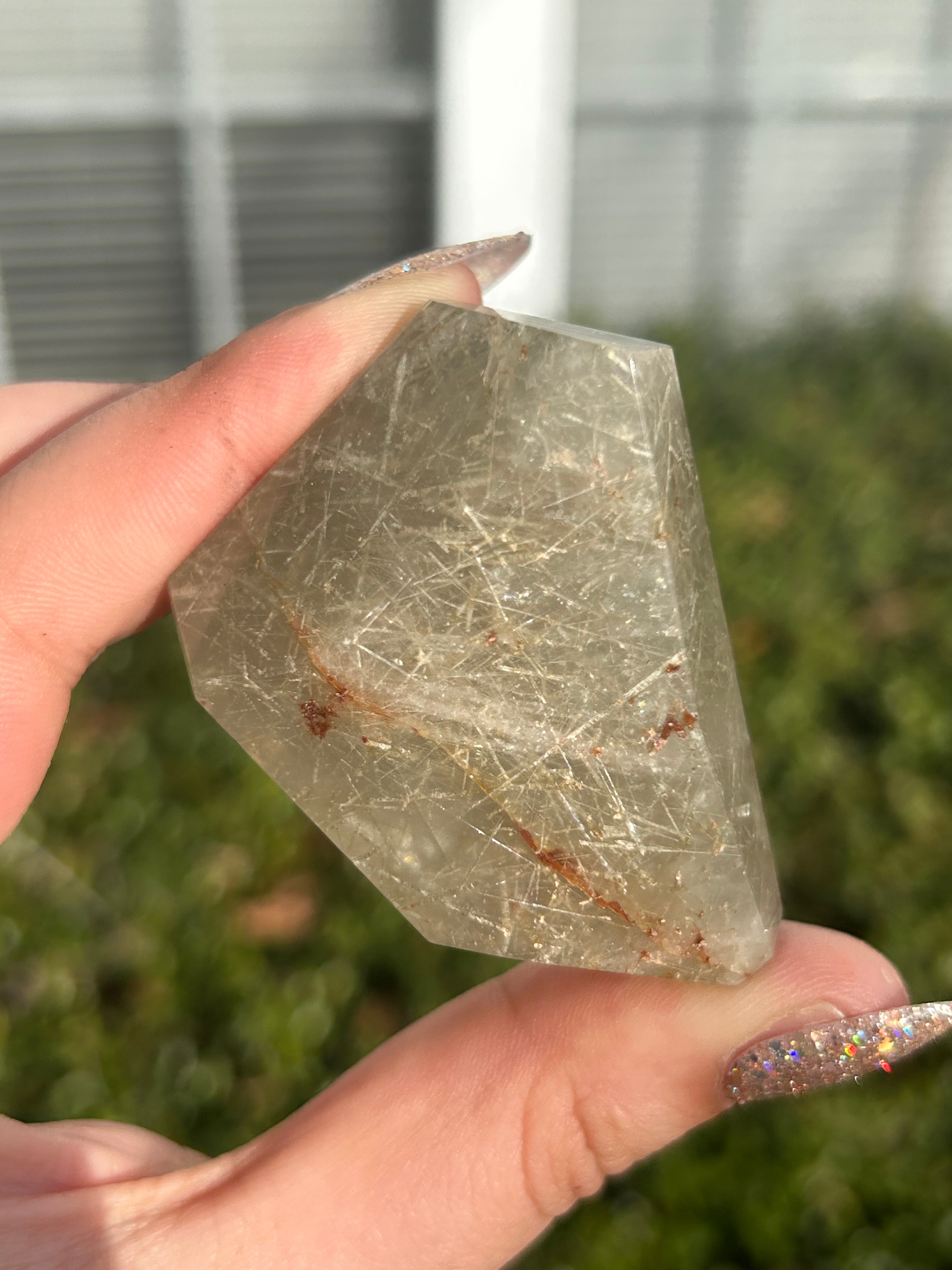 Rare Green Rutilated Quartz Freeform