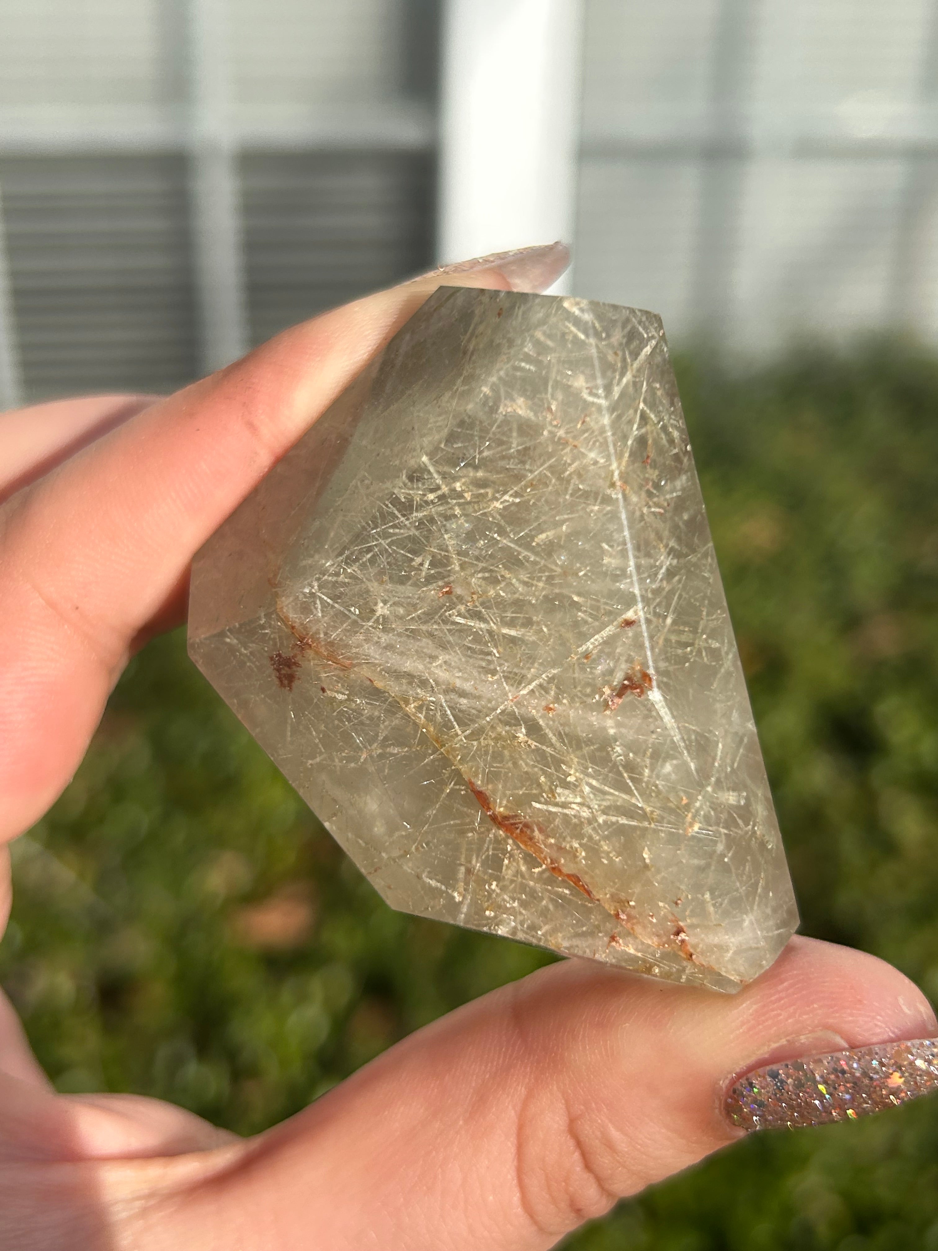 Rare Green Rutilated Quartz Freeform