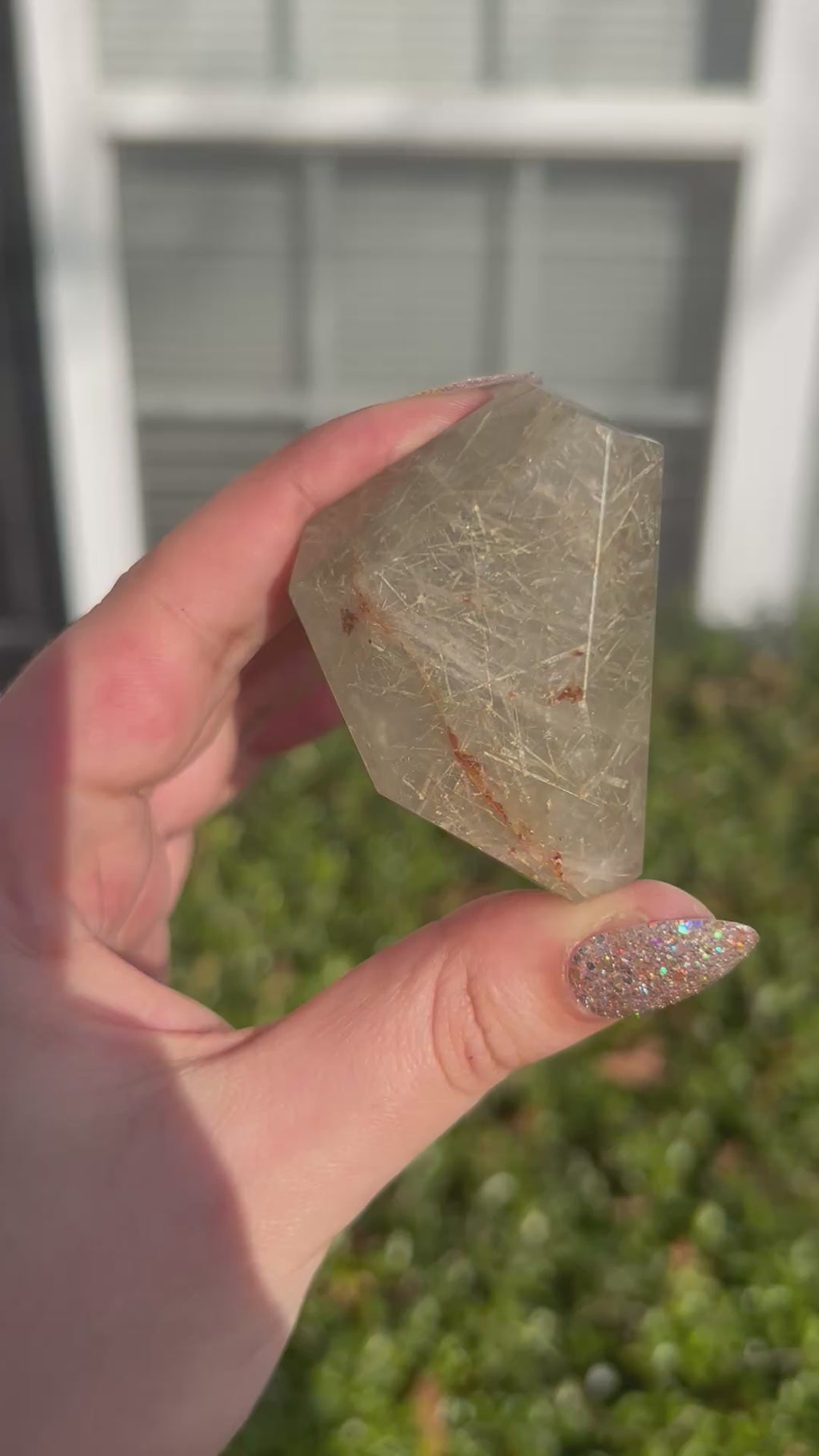 Rare Green Rutilated Quartz Freeform